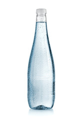 Plastic water bottle with drops