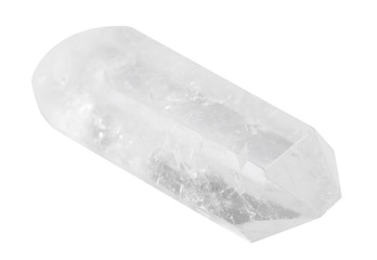 Beautiful rock crystal gemstone on white background