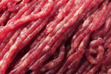 Fresh raw minced meat as background, closeup