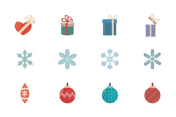 bundle of merry christmas with set icons