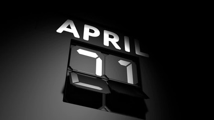 April 21 date. digital calendar change to April 21 animation