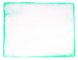 watercolor rectangular green with saturated edges. background for design with texture