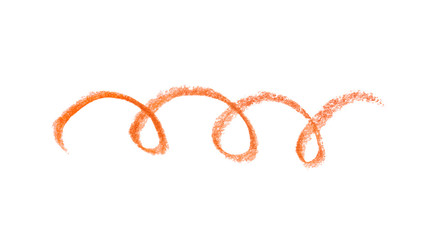Orange pencil scribble on white background, top view