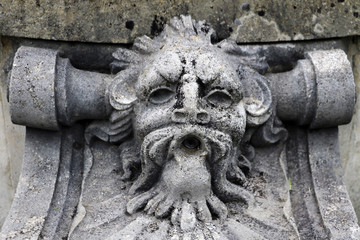 View of an old small fountain, selective focus.