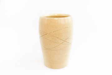 beige vase on a white background. minimalism style. interior decoration.