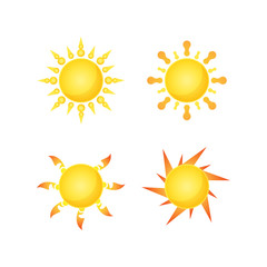 Sun Vector isolated summer icon design. Vector yellow sun symbol