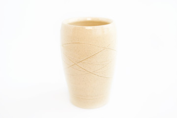 beige vase on a white background. minimalism style. interior decoration.