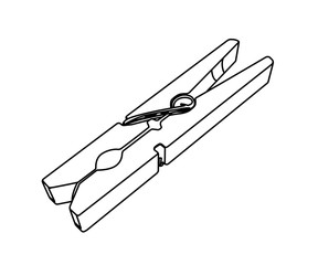 clothespin contour vector illustration isolated