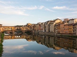 Arno River with Buildings Reflected