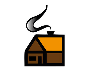 Doodle style house vector illustration with smoking coming from chimney