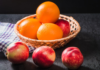 Vitamins are food for vegetarians. Mix fruit nectarines, oranges.