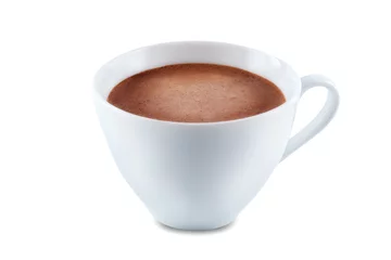 Rolgordijnen Donkere warme chocolademelkdrank op een witte geïsoleerde achtergrond © nata_vkusidey