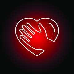 hand embracing heart with love icon. vector illustration