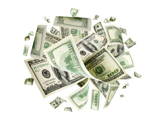 Us dollar bill. Washington american cash. Falling usd money back