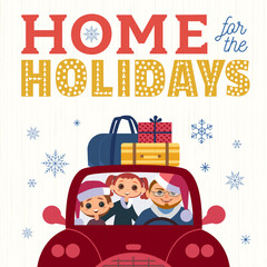 Happy holidays hand drawn fancy quote vector poster