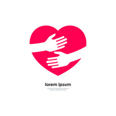 hand embracing heart with love icon. vector illustration