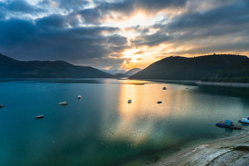 Sunrise. Water like a mirror