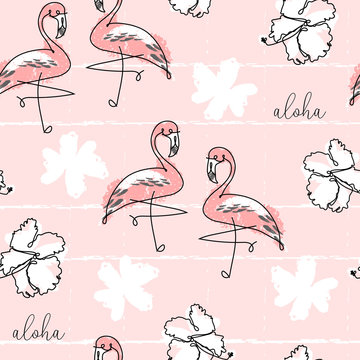 Tropical seamless pattern with cute hand drawn doodle animals