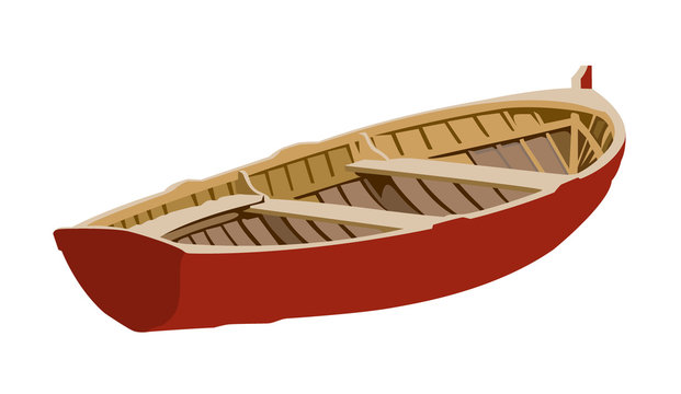 boat red realistic vector illustration