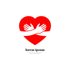 hand embracing heart with love icon. vector illustration