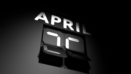 April 26 date. digital calendar change to April 26 animation
