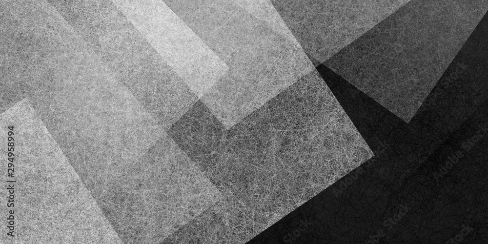 Wall mural abstract modern black and white background texture with white transparent textured triangle or block