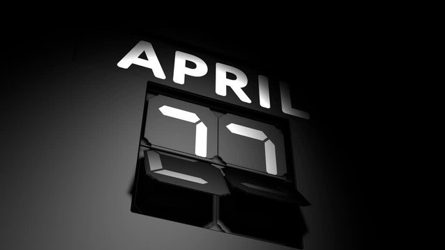 April 23 date. digital calendar change to April 23 animation