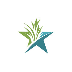 Abstract star and grass logo icon design template elements
