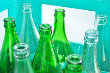 green bottles in a row