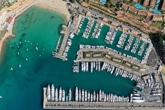 Aerial photography of the famous Port Adriano, luxury place in Mallorca