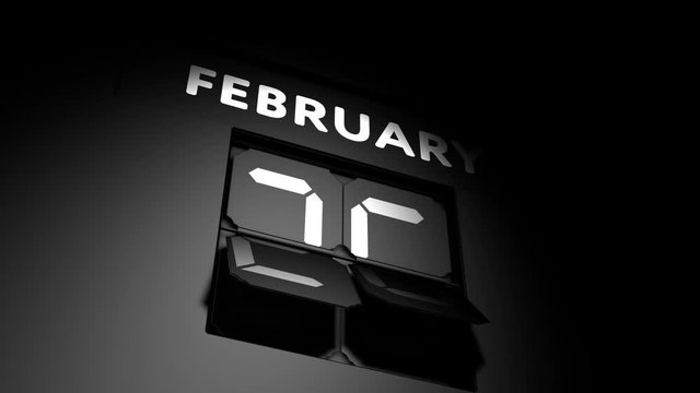February 26 date. digital calendar change to February 26 animation