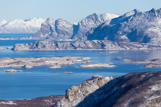 Mountain landscape near Bodo (Norway)  in winter