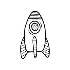 Hand drawn Rocket isolated on a white