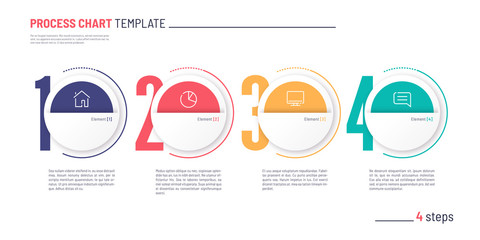 Vector infographic numbered process chart template. Four steps
