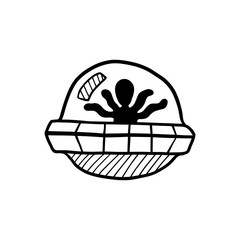 Fototapeta premium Hand drawn UFO isolated on a white. Vector illustration.