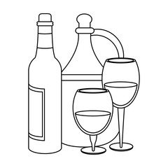 wineglass and jug of wine icon image, flat design