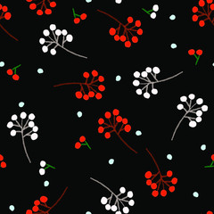 Christmas seamless pattern with  snow and berries. Perfect for holiday invitations, winter greeting cards, wallpaper and gift paper,For textiles, packaging, fabric, wallpaper.