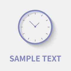 Clock icon in flat style - timer on gray background. Vector design element	