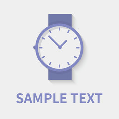 Watch icon in flat style - timer on gray background. Vector design element	