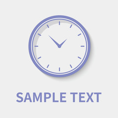 Clock icon in flat style - timer on gray background. Vector design element	