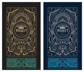 Viintage label design. Ornate logo template for tequila, whiskey, spirituous drinks label.