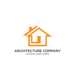 House architecture logo design with grid line