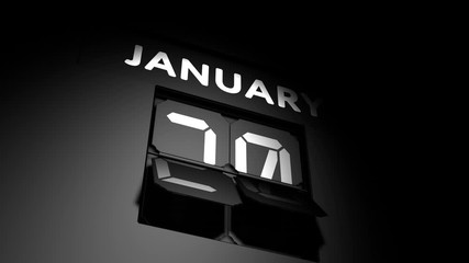 January 20 date. digital calendar change to January 20 animation