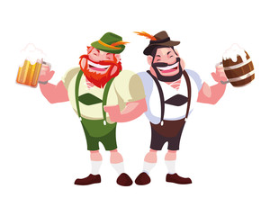 men with beer glass in hand in white background