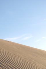 Naklejka premium Sand dunes and ripples in the desert on a clear, sunny day