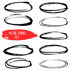 Frames. Vector set. Handdrawn isolated on white background. Ink speech bubbles design element for cards, social media blog posts. Customized colors. Ready to use for text, qoutes, other design..