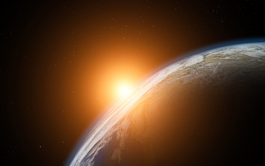 Close view of planet Earth from space during a sunrise 'elements of this image furnished by NASA'