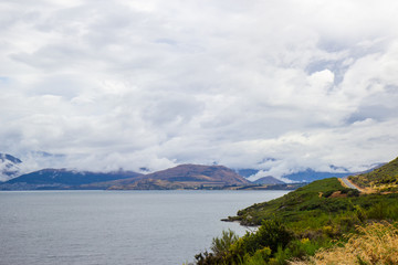 Fototapeta premium view of Wakatipu lake, South island, New Zealand