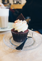 Sweet fresh chocolate cupcake