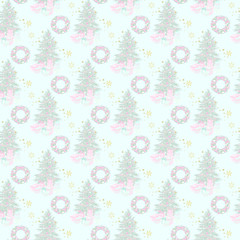Pink Christmas Seamless Pattern 